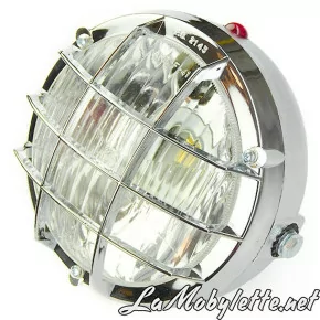 FEU AV OPTIQUE PHARE CHROMÉE A GRILLE PEUGEOT MBK MOTOBECANE etc