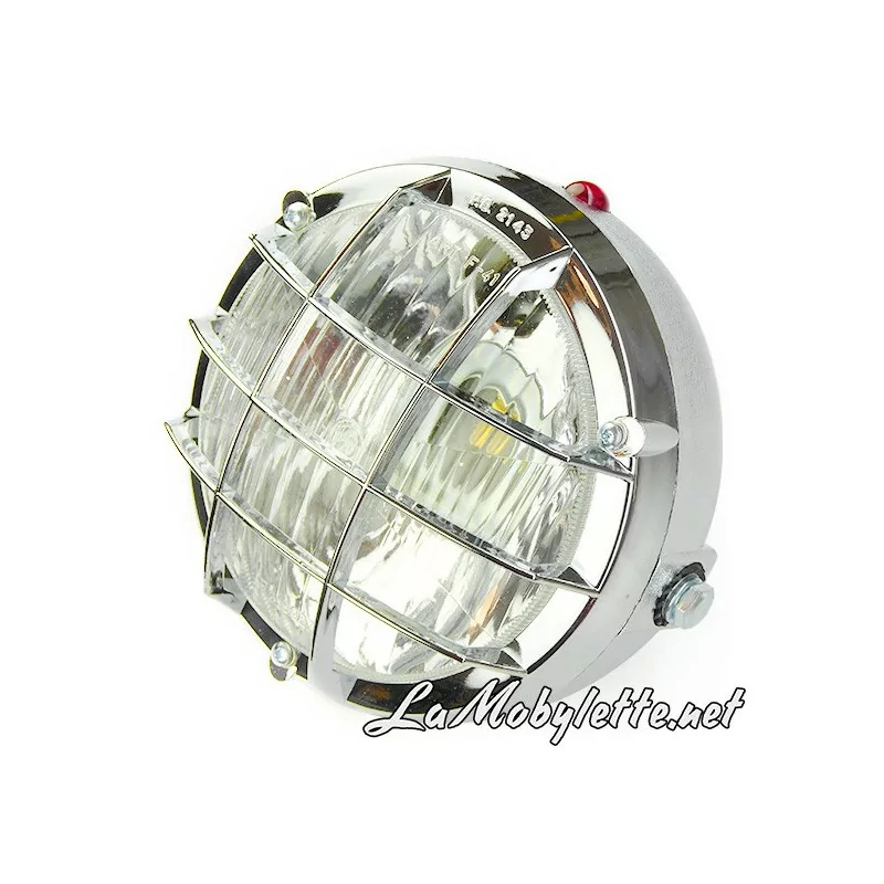 FEU AV OPTIQUE PHARE CHROMÉE A GRILLE PEUGEOT MBK MOTOBECANE etc