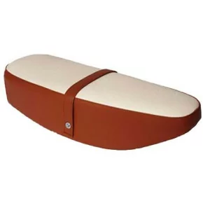 Selle Biplace Avec Sangle Pour Mobylettes Motobécane Av89, Av88 Etc. MBK, Peugeot : Marron/beige