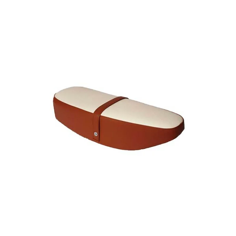 Selle Biplace Avec Sangle Pour Mobylettes Motobécane Av89, Av88 Etc. MBK, Peugeot : Marron/beige