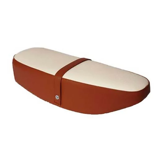 Selle Biplace Avec Sangle Pour Mobylettes Motobécane Av89, Av88 Etc. MBK, Peugeot : Marron/beige