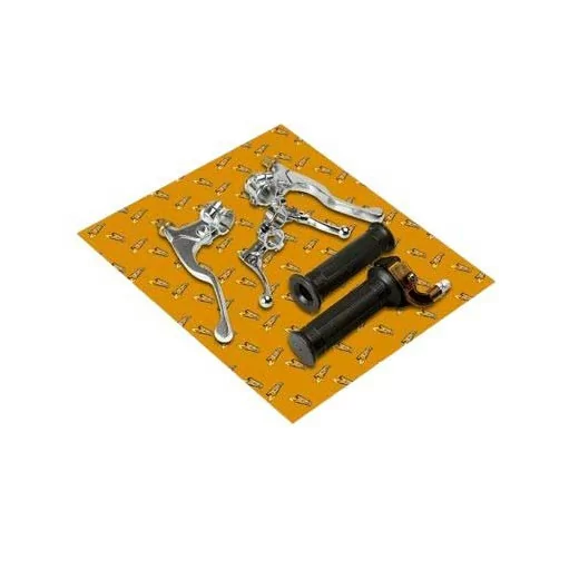 Kit poignée / Leviers de Gaz Métal Chromé/Noir pour Mobylettes