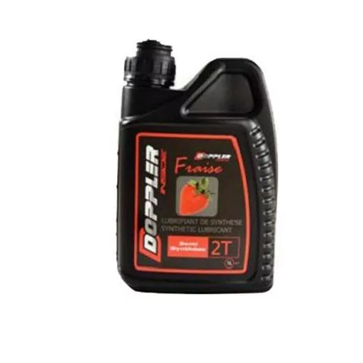 HUILE DOPPLER 2 TEMPS SEMI-SYNTHESE SENTEUR FRAISE - 1L POUR MOBYLETTE MOTOBECANE PEUGEOTetc.