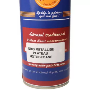 Bombe De Peinture Gris Metallise Pour Plateau (Poulie) Mobylette Motobécane Motoconfort (Marque SPRIDO)