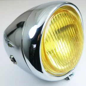 Phare Optique jaune Rond Chromée pour Mobylette Motobécane MBK Peugeot...