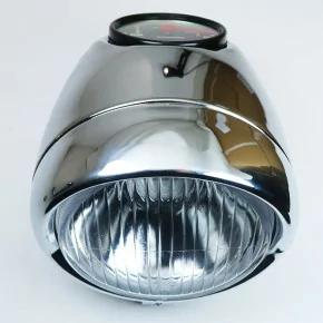 Phare Optique Rond Chromé avec Compteur et Casquette pour Mobylette Motobécane MBK Peugeot...