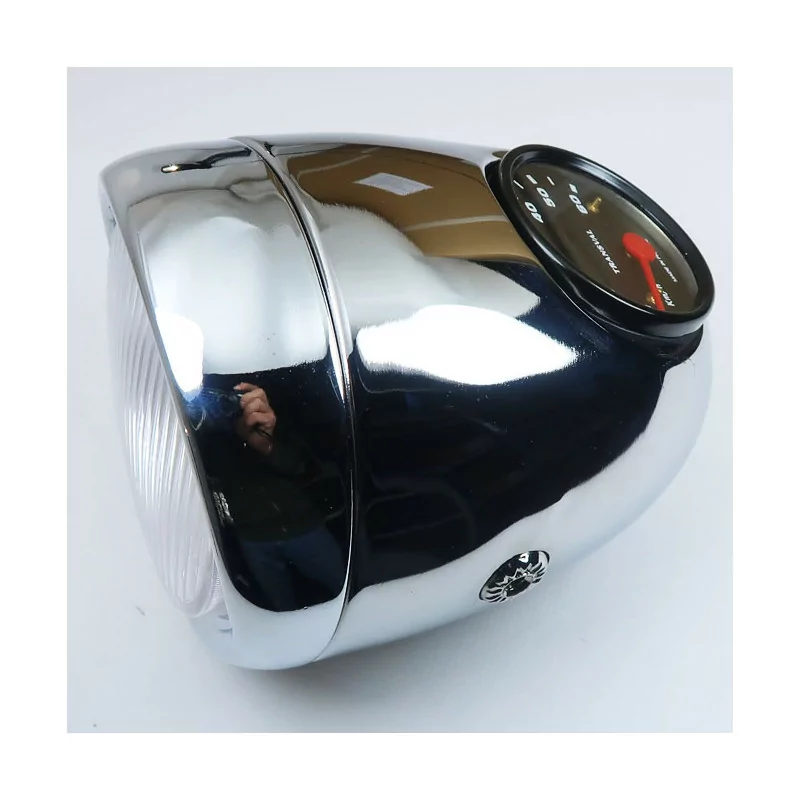 Phare Optique Rond Chromé avec Compteur et Casquette pour Mobylette Motobécane MBK Peugeot...