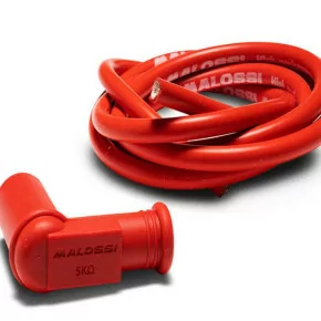 Fil Bougie Ø7 Malossi MHR Rouge 50cm avec Antiparasite Silicone