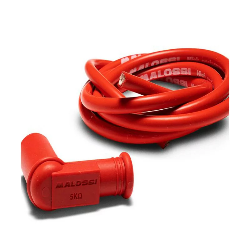 Fil Bougie Ø7 Malossi MHR Rouge 50cm avec Antiparasite Silicone